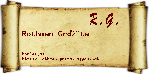 Rothman Gréta névjegykártya